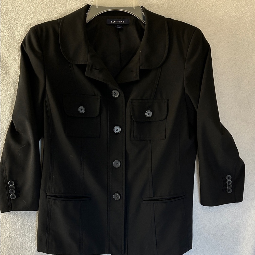 Lands' End Wool Blend 5 Button Blazer Jacket